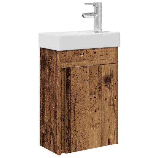 vidaXL Bathroom Vanity Unit with Tap Old Wood 40.5 x 22.5 x 62 cm