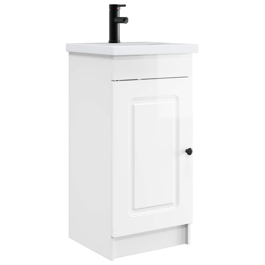 vidaXL Bathroom Vanity with Sink High Gloss White 42 x 40 x 84.5 cm