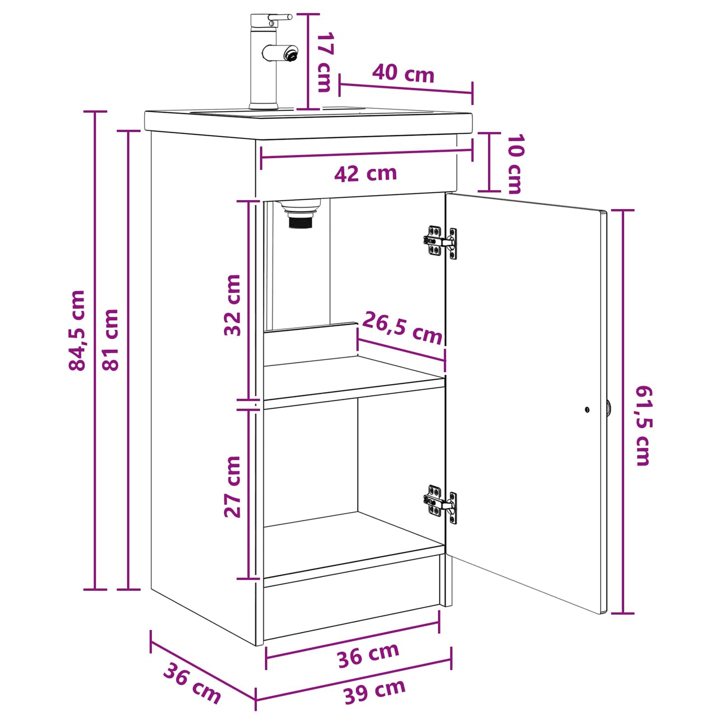 vidaXL Bathroom Vanity with Sink Old Wood 42 x 40 x 84.5 cm