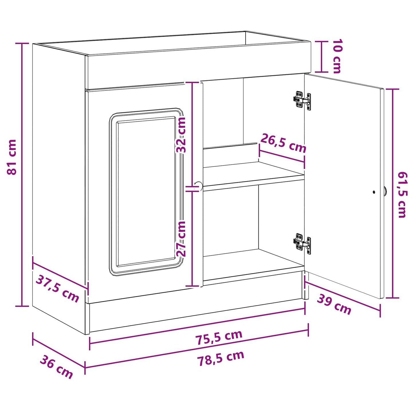 vidaXL Bathroom under Sink Cabinet Sonoma Oak 78.5 x 37.5 x 81 cm