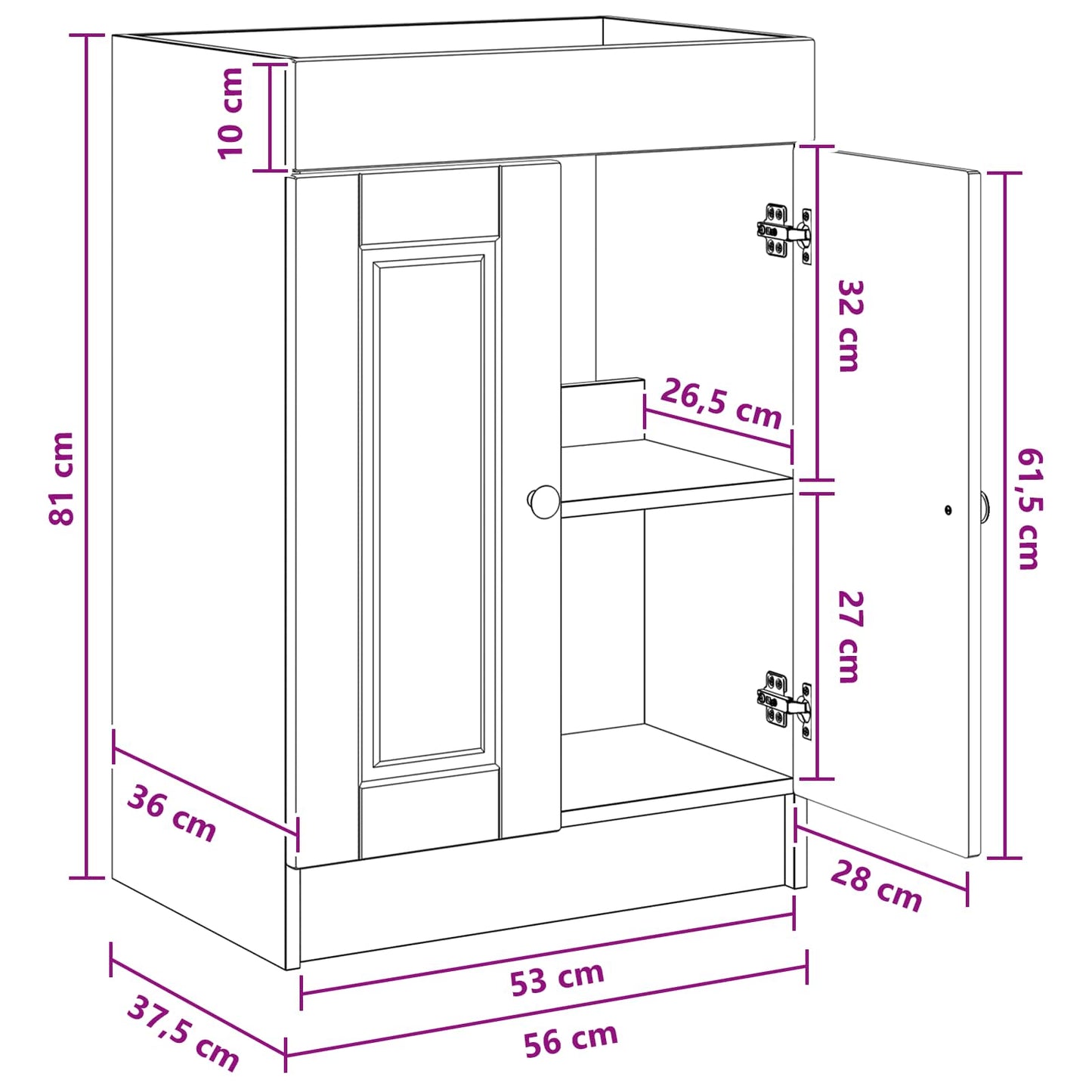 vidaXL Bathroom under Sink Cabinet Sonoma Oak 56 x 37.5 x 81 cm