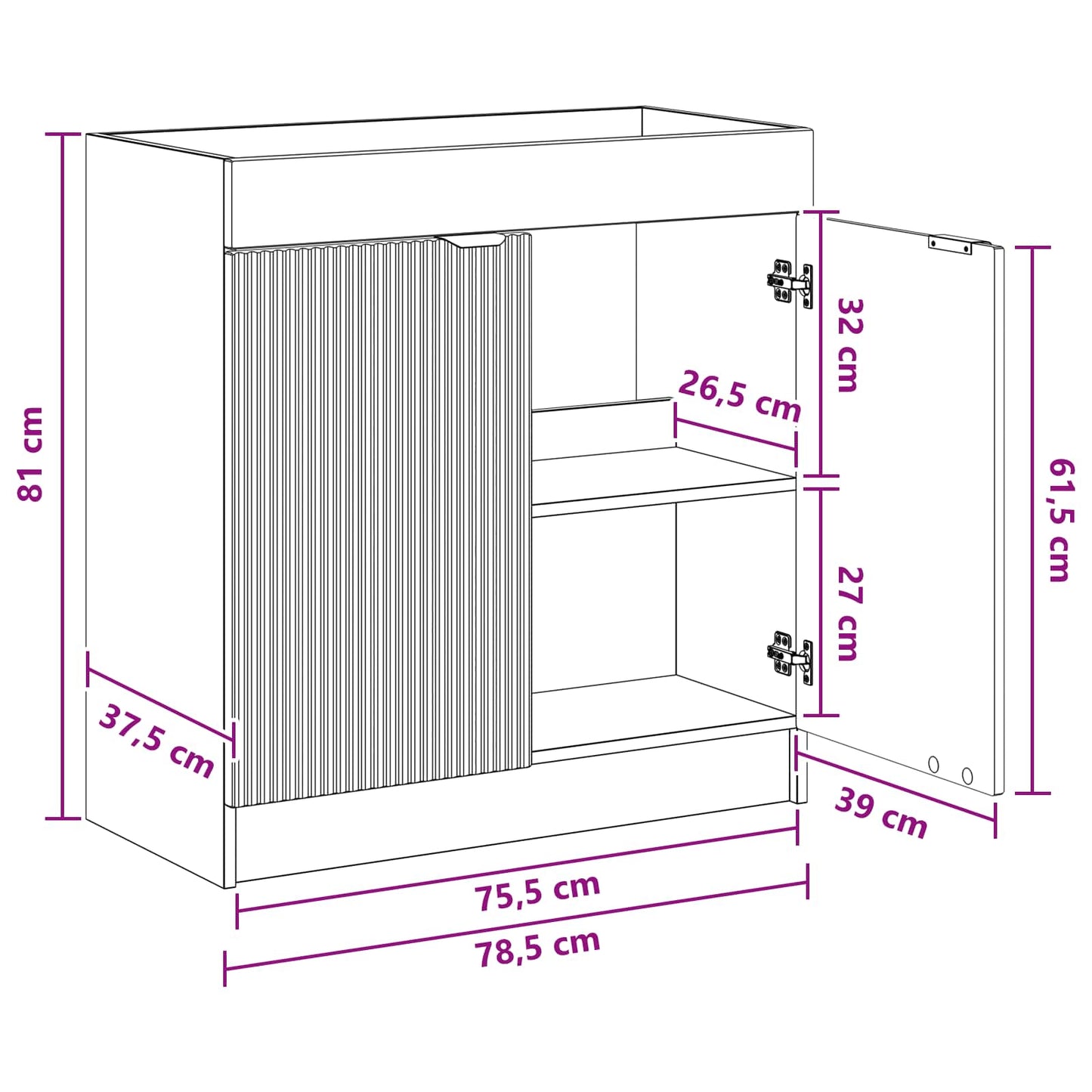 vidaXL Bathroom under Sink Cabinet Grey Sonoma 78.5 x 37.5 x 81 cm