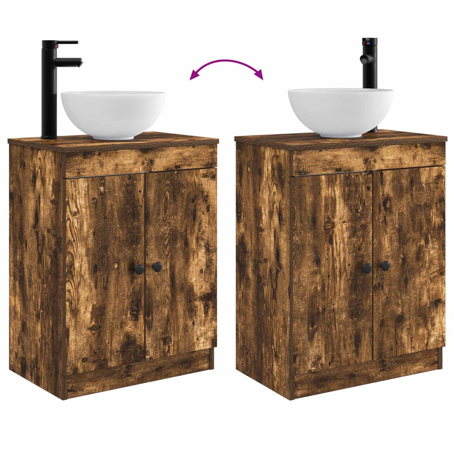 vidaXL Bathroom Vanity with Sink Smoked Oak 54 x 35 x 83 cm