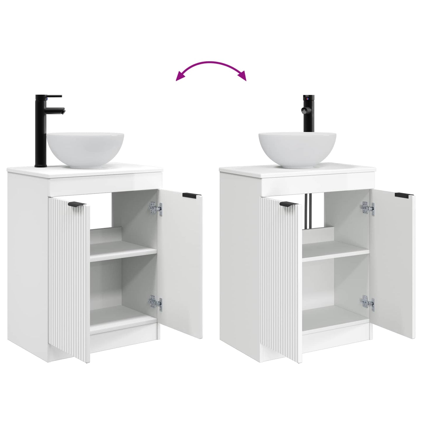 vidaXL Bathroom Vanity with Sink High Gloss White 54 x 35 x 83 cm