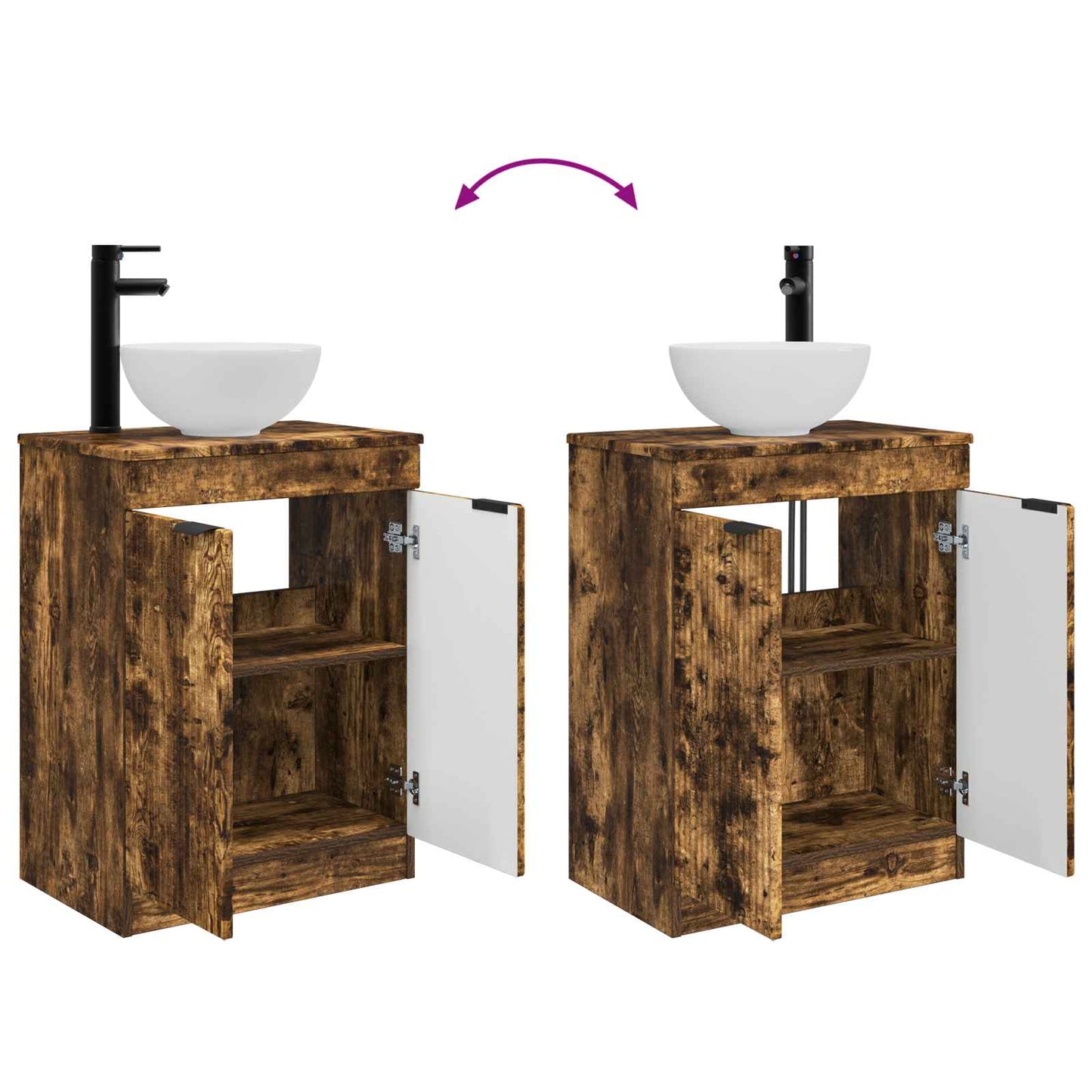 vidaXL Bathroom Vanity with Sink Smoked Oak 54 x 35 x 83 cm
