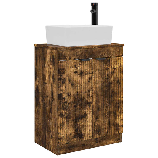 vidaXL Bathroom Vanity with Sink Smoked Oak 54 x 35 x 83 cm