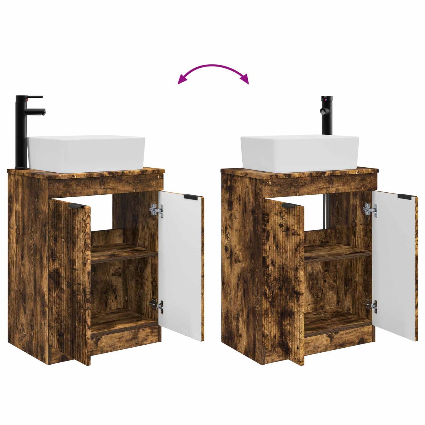 vidaXL Bathroom Vanity with Sink Smoked Oak 54 x 35 x 83 cm