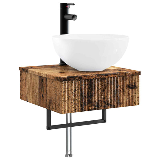 vidaXL Wall-Mounted Wash Basin Old Wood 40 x 41 x 40.5 cm