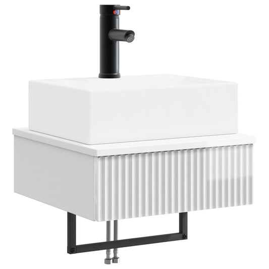 vidaXL Wall-Mounted Wash Basin High Gloss White 40 x 41 x 39 cm