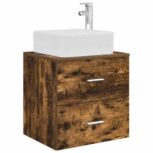 vidaXL Wall-Mounted Sink Vanity Smoked Oak 49.5 x 41 x 63 cm