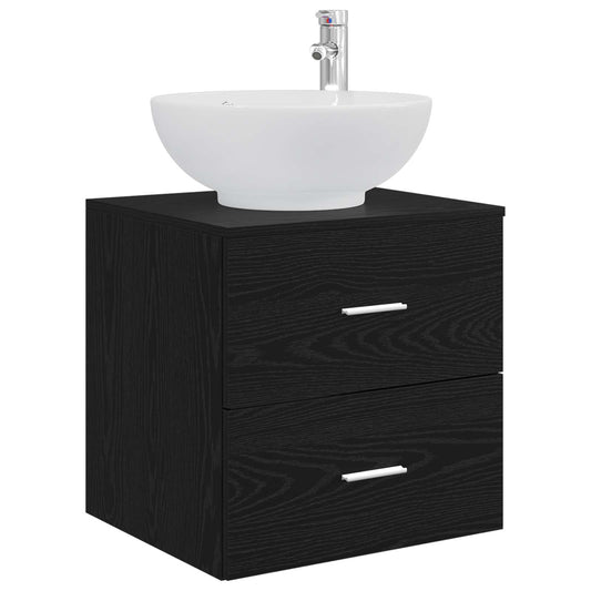 vidaXL Wall-Mounted Sink Vanity Black Oak 49.5 x 44.5 x 66.5 cm