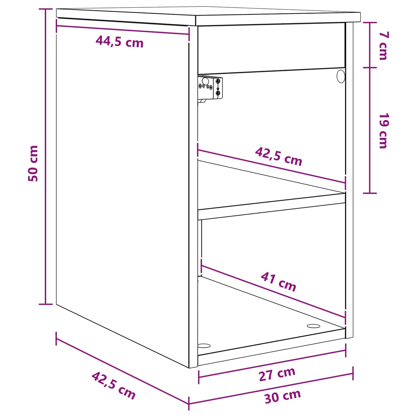 vidaXL Bathroom Cabinet In-between Artisan Oak 30 x 44.5 x 50 cm