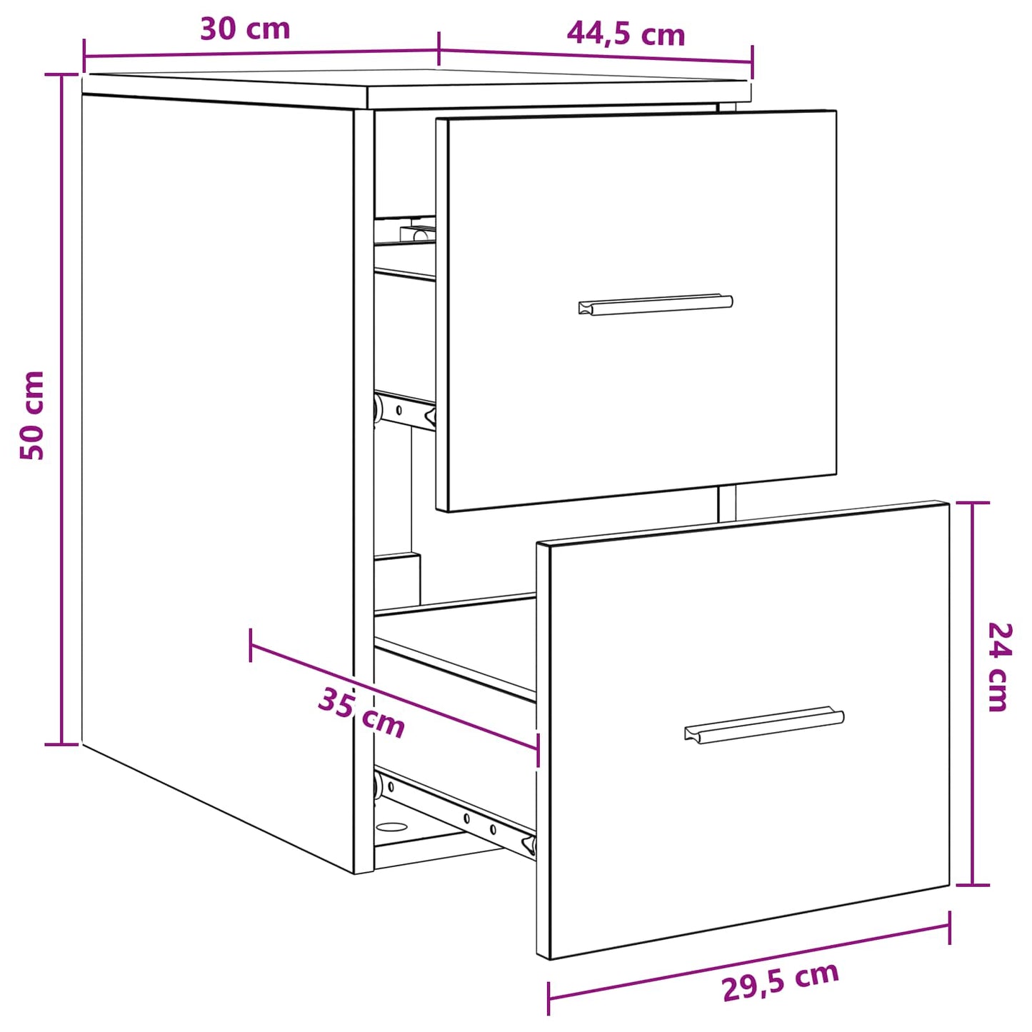 vidaXL Bathroom Cabinet In-between White 30 x 44.5 x 50 cm