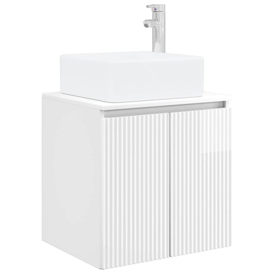 vidaXL Wall-Mounted Sink Vanity High Gloss White 53 x 35 x 63 cm