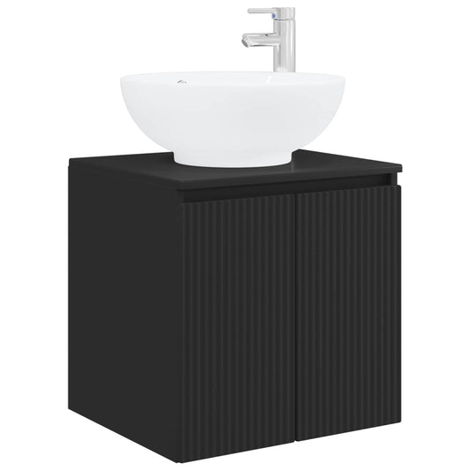 vidaXL Wall-Mounted Sink Vanity Black 49.5 x 44.5 x 65 cm