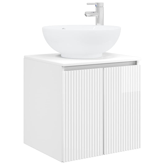 vidaXL Wall-Mounted Sink Vanity High Gloss White 49.5 x 44.5 x 65 cm