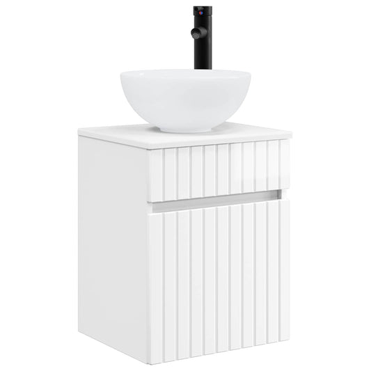 vidaXL Wall-mounted Sink Vanity High Gloss White 39 x 35 x 63 cm