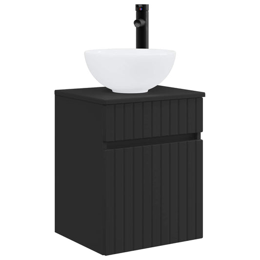 vidaXL Wall-mounted Sink Vanity Black 39 x 41 x 64.5 cm