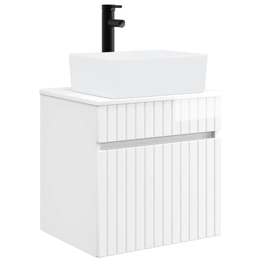 vidaXL Wall-mounted Sink Vanity High Gloss White 49 x 41 x 63 cm