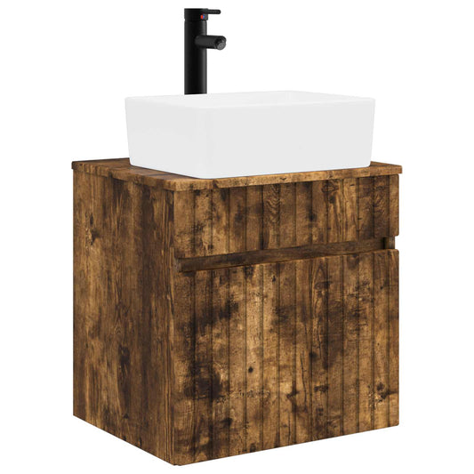 vidaXL Wall-mounted Sink Vanity Smoked Oak 49 x 41 x 63 cm