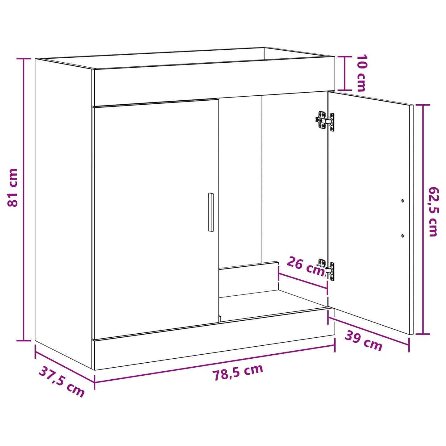 vidaXL Bathroom Under Sink Cabinet Black Oak 78.5 x 37.5 x 81 cm
