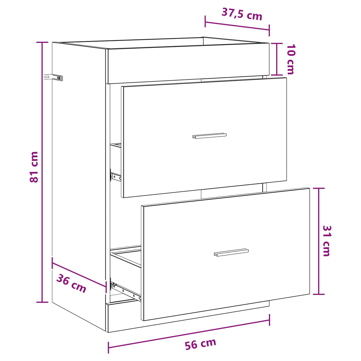 vidaXL Bathroom Under Sink Cabinet Black Oak 56 x 37.5 x 81 cm