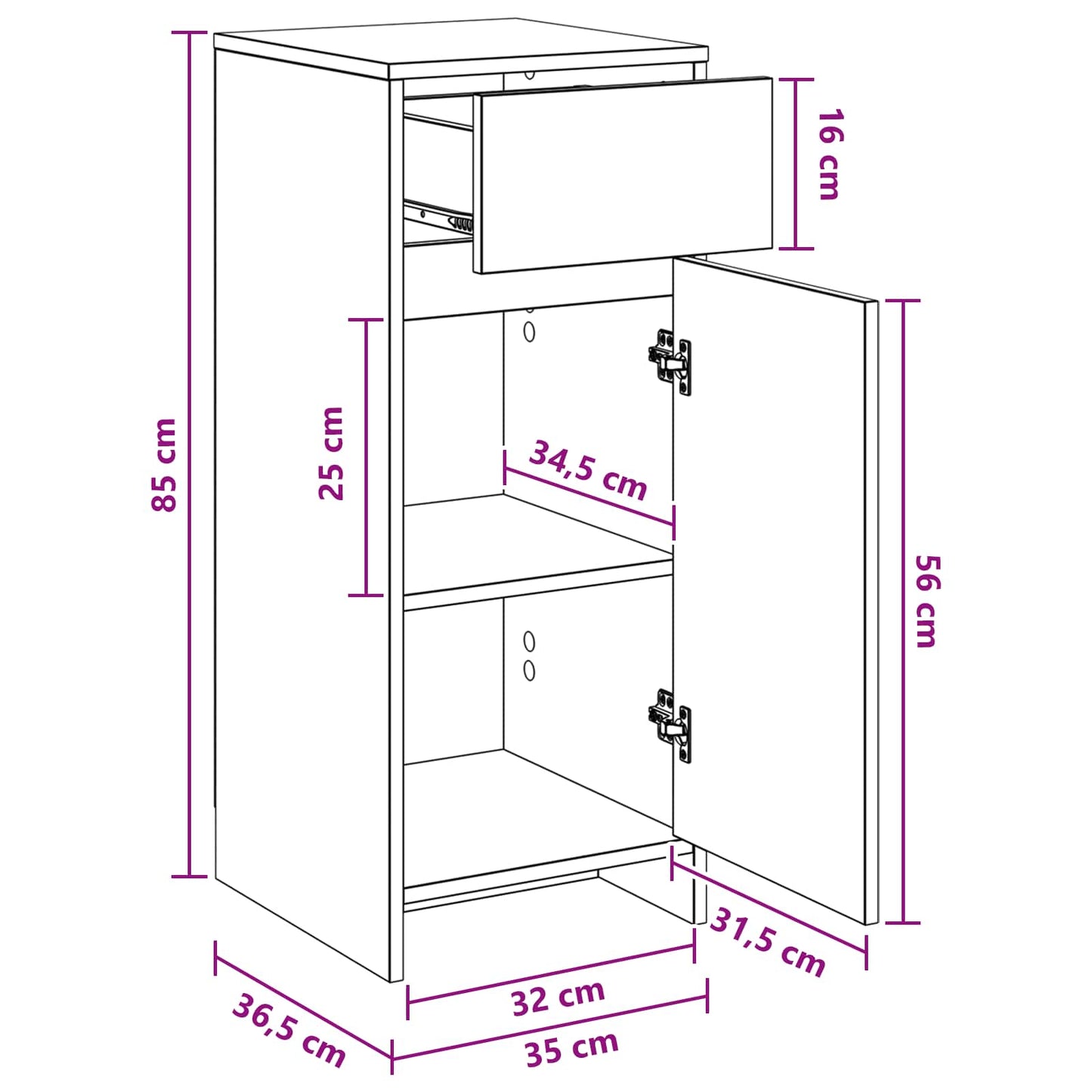 vidaXL Bathroom Cabinet Grey Sonoma 35 x 36.5 x 85 cm Engineered Wood
