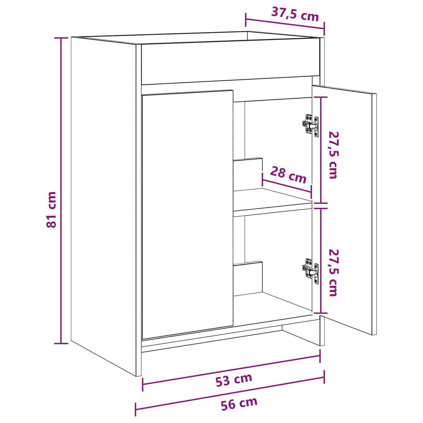 vidaXL Bathroom Under Sink Cabinet Smoked Oak 56 x 37.5 x 81 cm