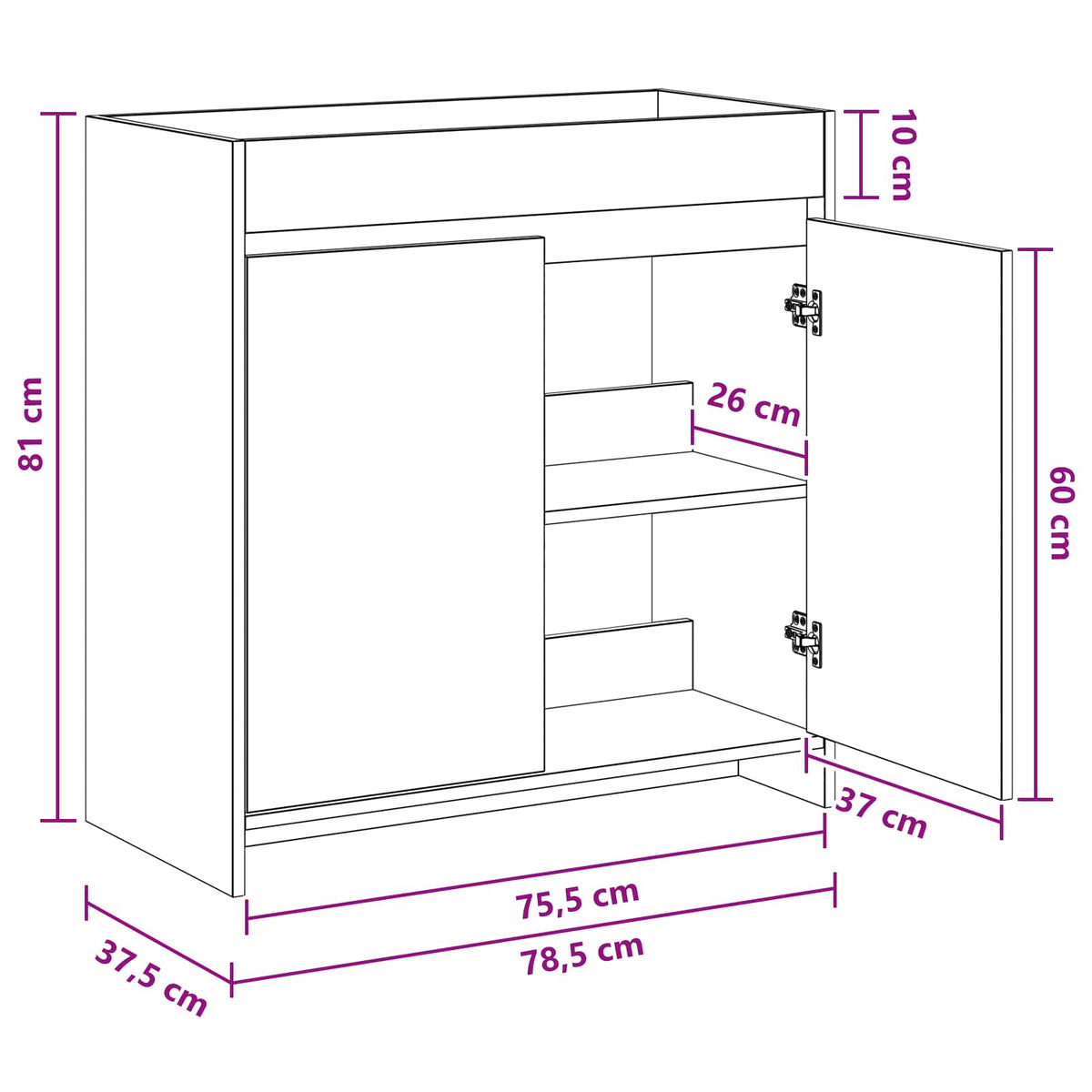 vidaXL Bathroom Under Sink Cabinet Black Oak 78.5 x 37.5 x 81 cm