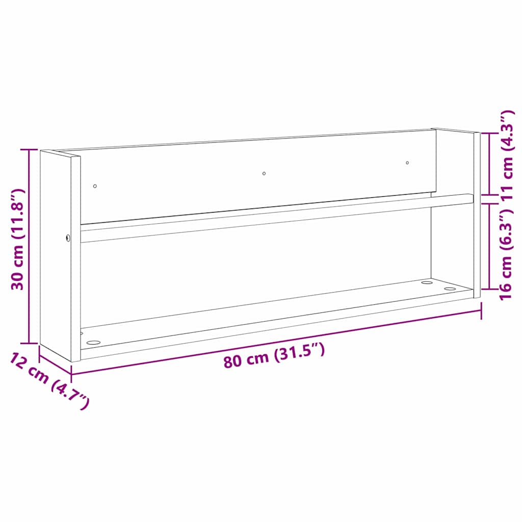 vidaXL Magazine Rack 2 pcs Sonoma Oak 80 x 12 x 30 cm Engineered Wood