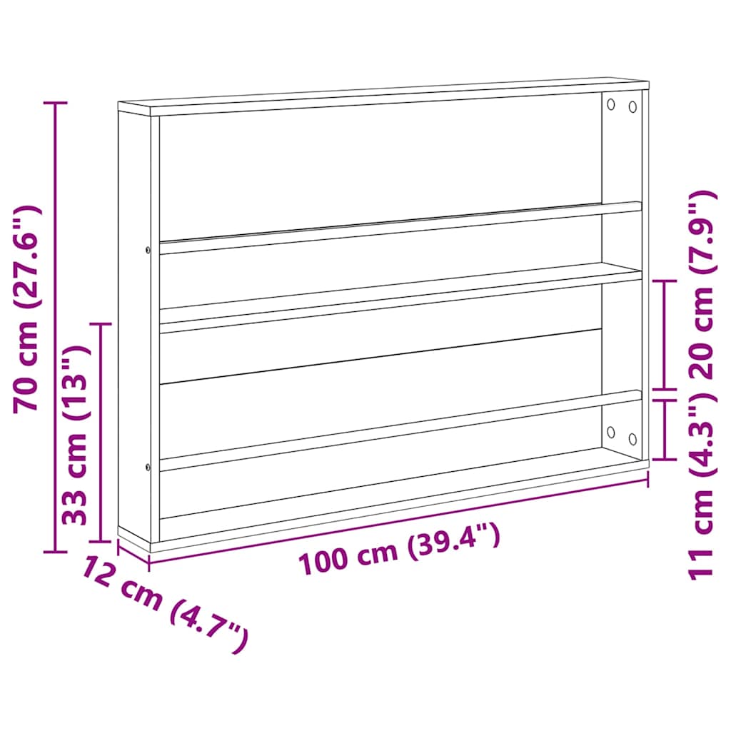 vidaXL Magazine Rack Smoked Oak 100 x 12 x 70 cm Engineered Wood