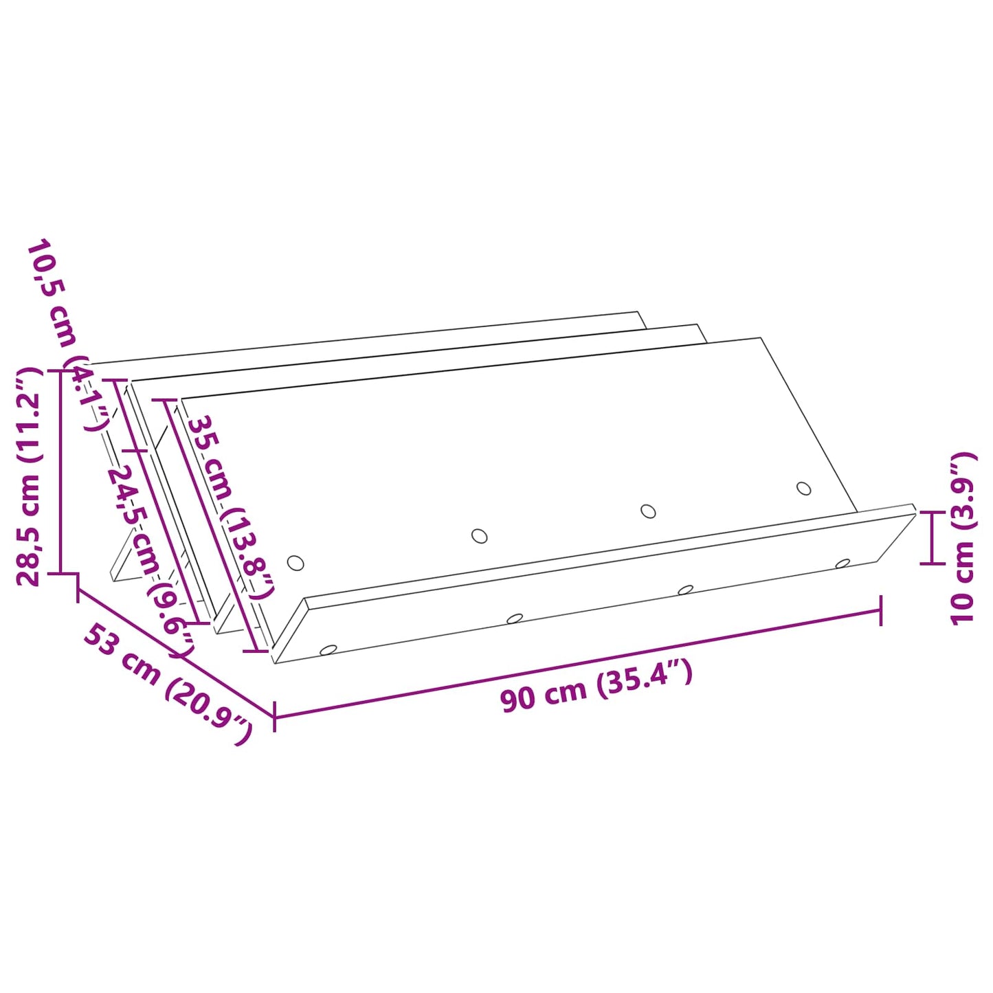 vidaXL Magazine Rack Artisan Oak 90 x 53 x 28.5 cm Engineered Wood