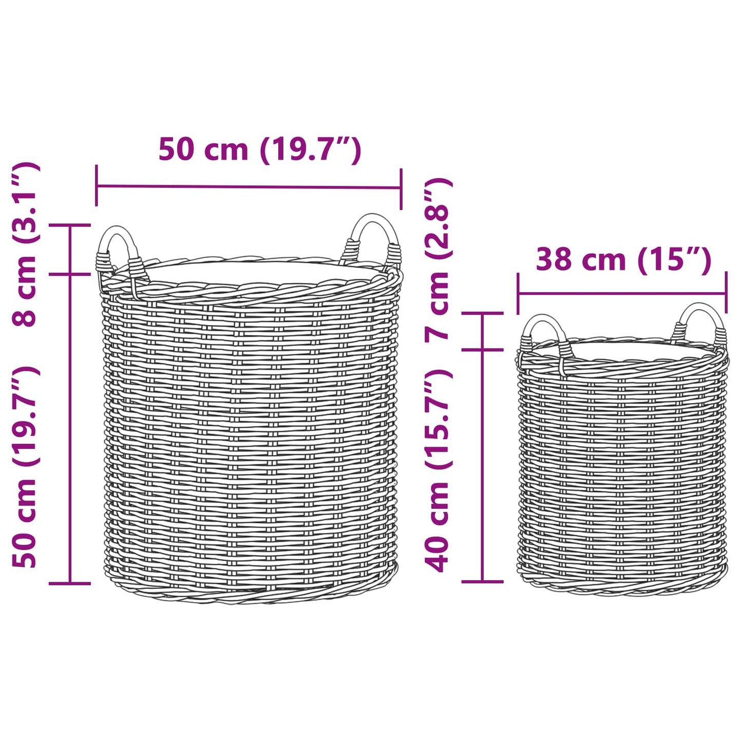 vidaXL Planter Basket with Storage 2 pcs Grey Lacak Rattan
