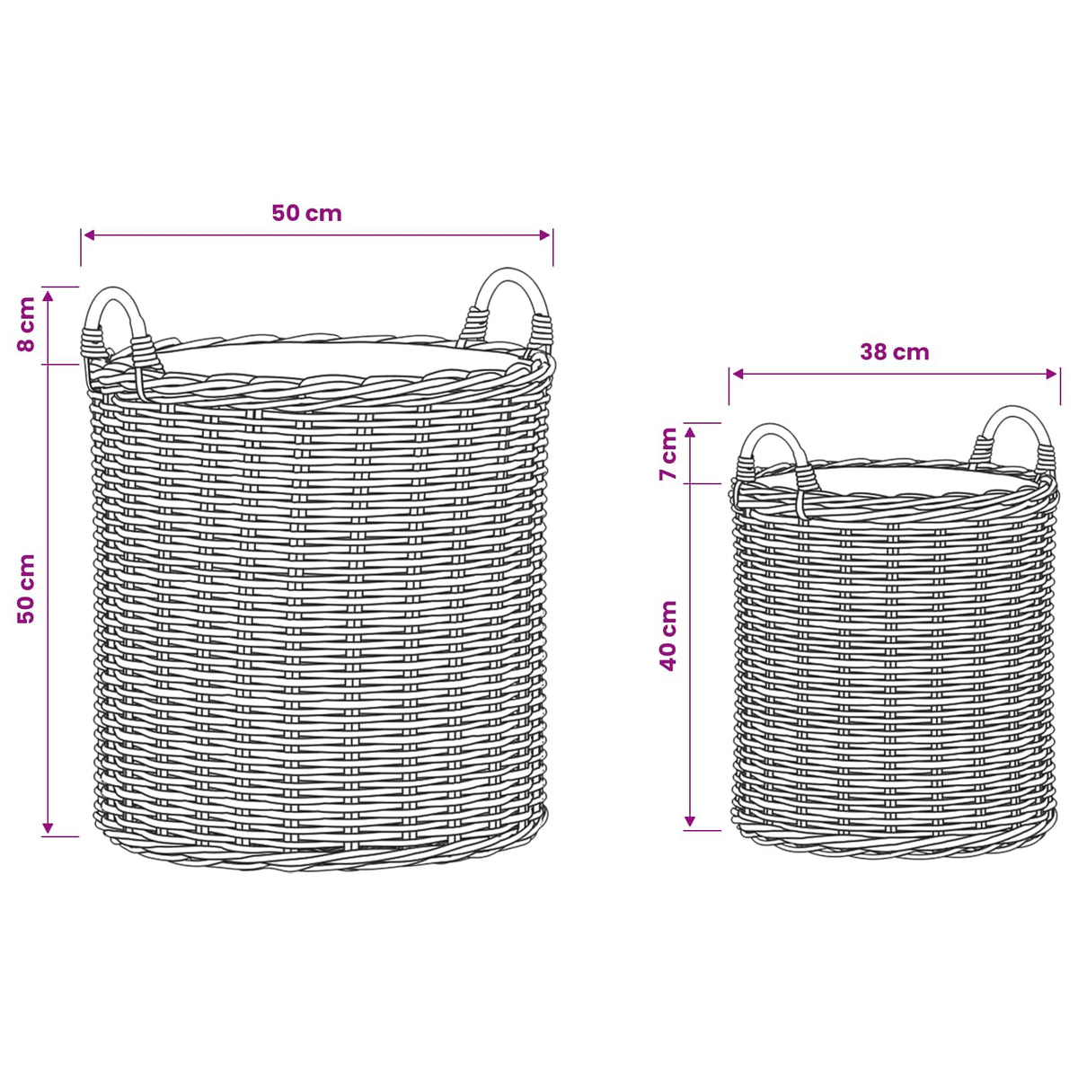 vidaXL Planter Basket GENDT 2 pcs Natural Brown Kubu Rattan