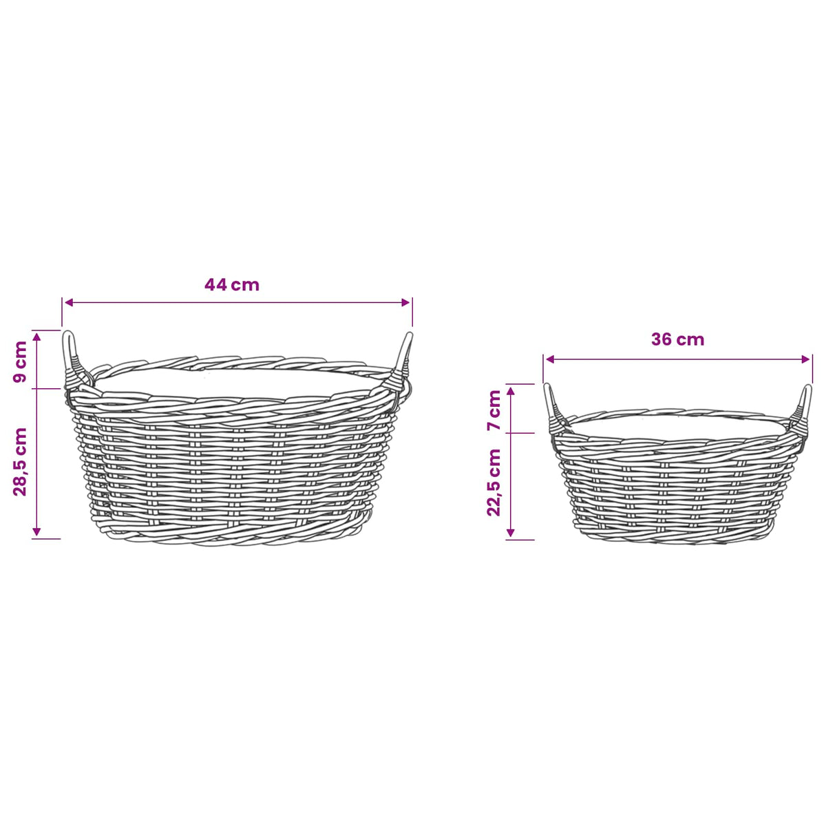vidaXL Planter Basket GENDT 2 pcs Natural Grey Kubu Rattan