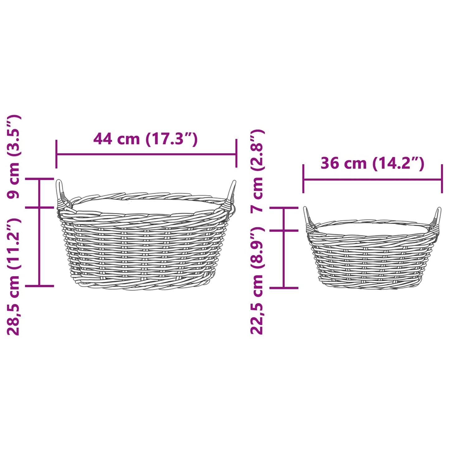 vidaXL Planter Basket with Storage 2 pcs Brown Lacak Rattan