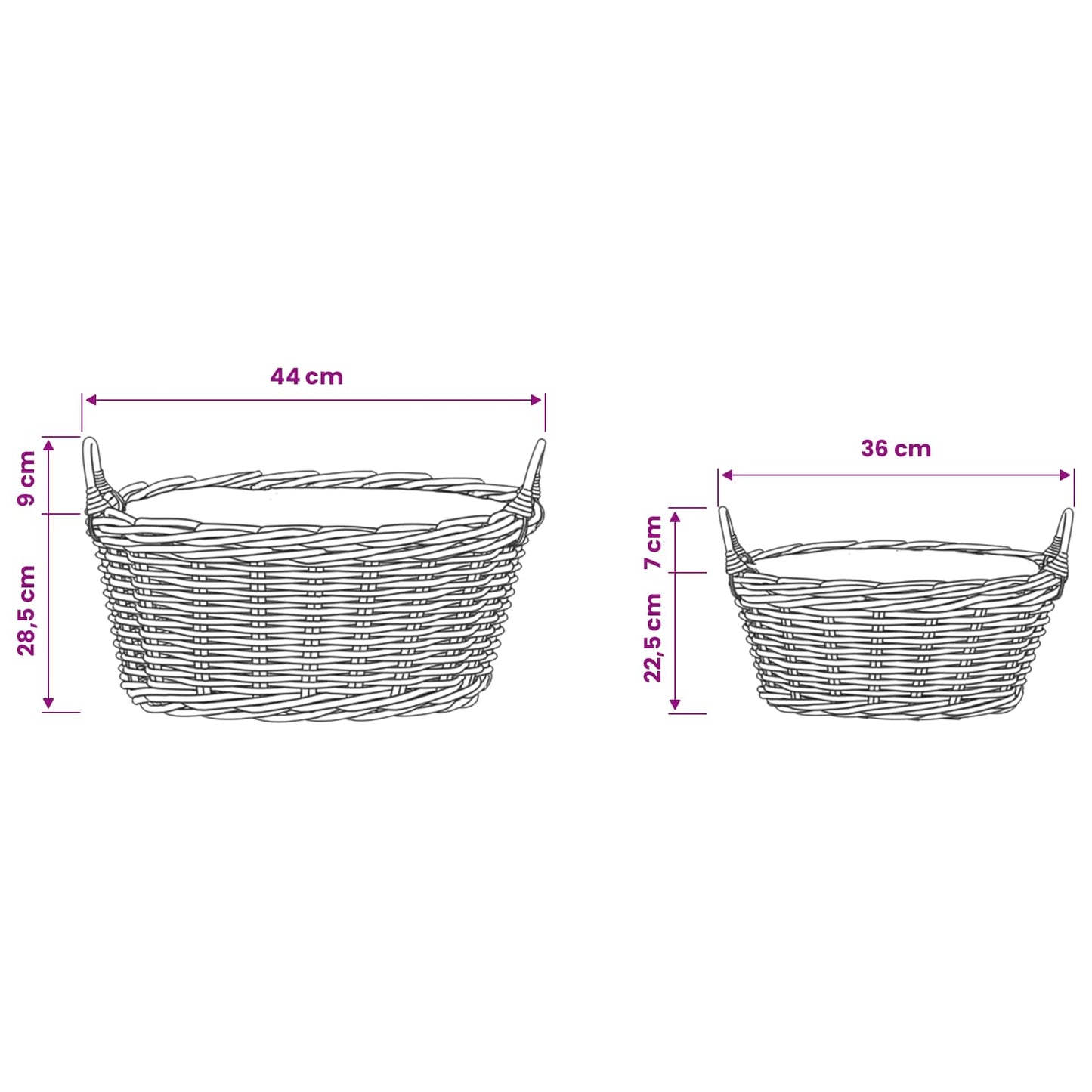 vidaXL Planter Basket GENDT 2 pcs Natural Brown Kubu Rattan