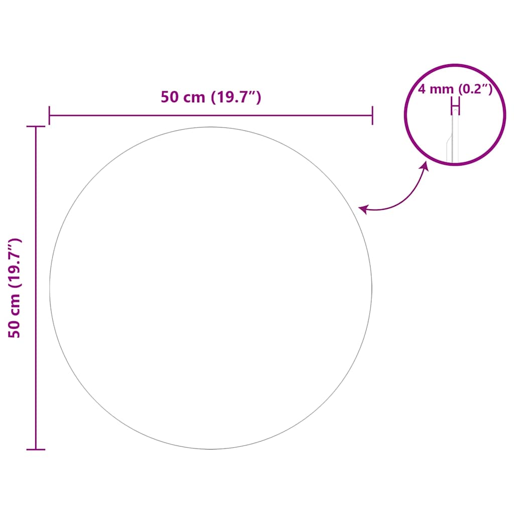 vidaXL Wall Mirror Round Ø 50 cm Tempered Glass