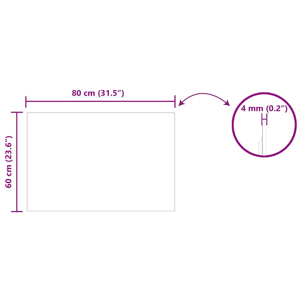 vidaXL Wall Mirror Rectangular 80 x 60 cm Tempered Glass