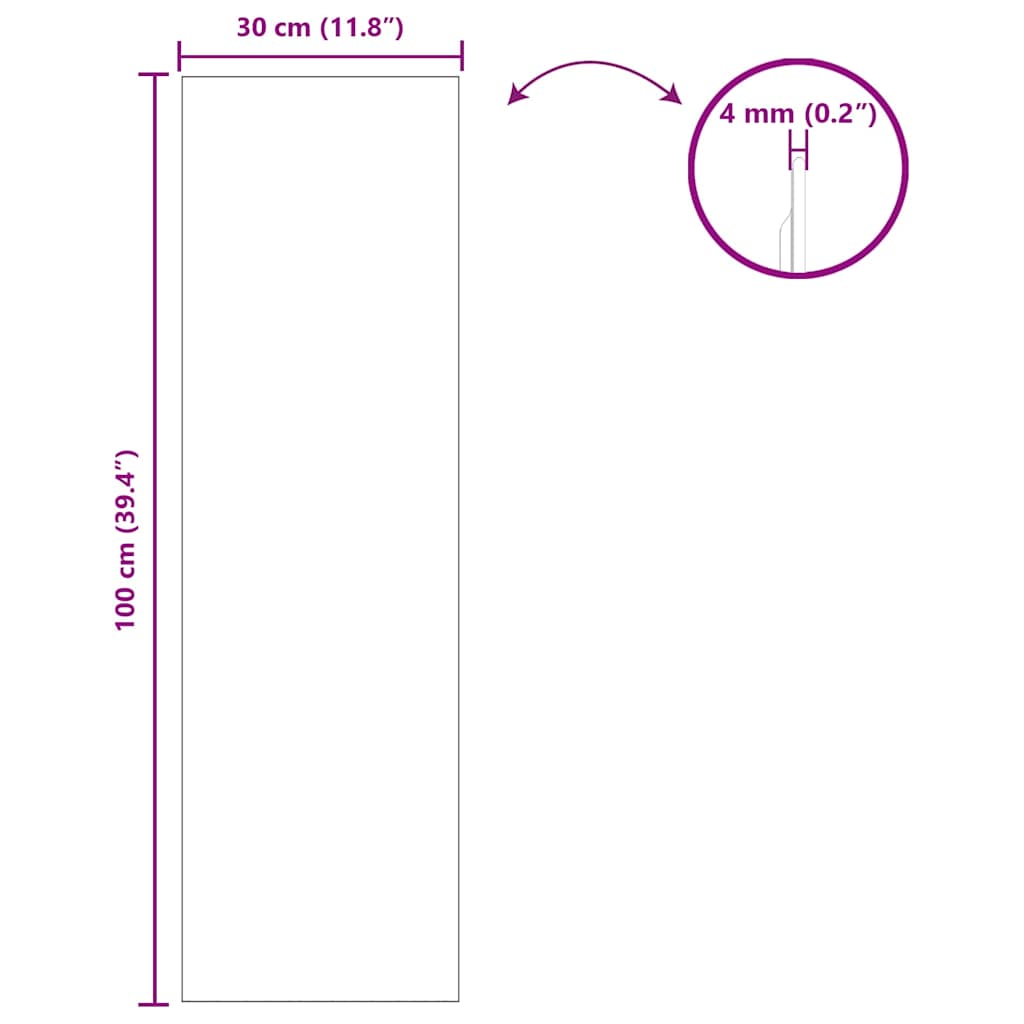vidaXL Wall Mirror Rectangular 30 x 100 cm Tempered Glass
