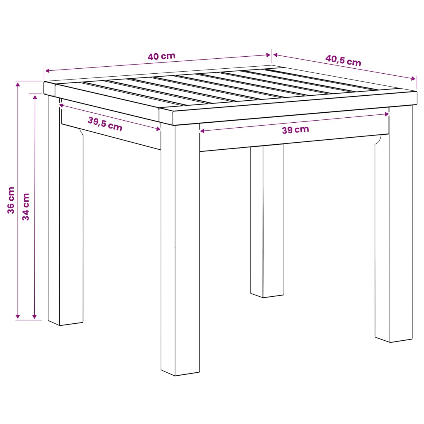 vidaXL Coffee Table Natural 40 x 40.5 x 36 cm Solid Acacia Wood