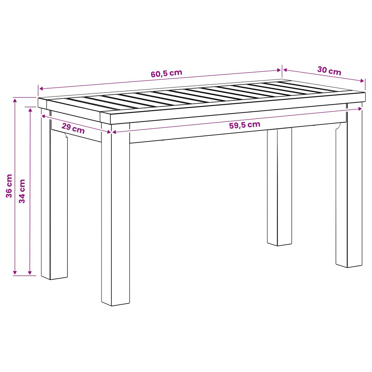 vidaXL Coffee Table Natural 60.5 x 30 x 36 cm Solid Acacia Wood