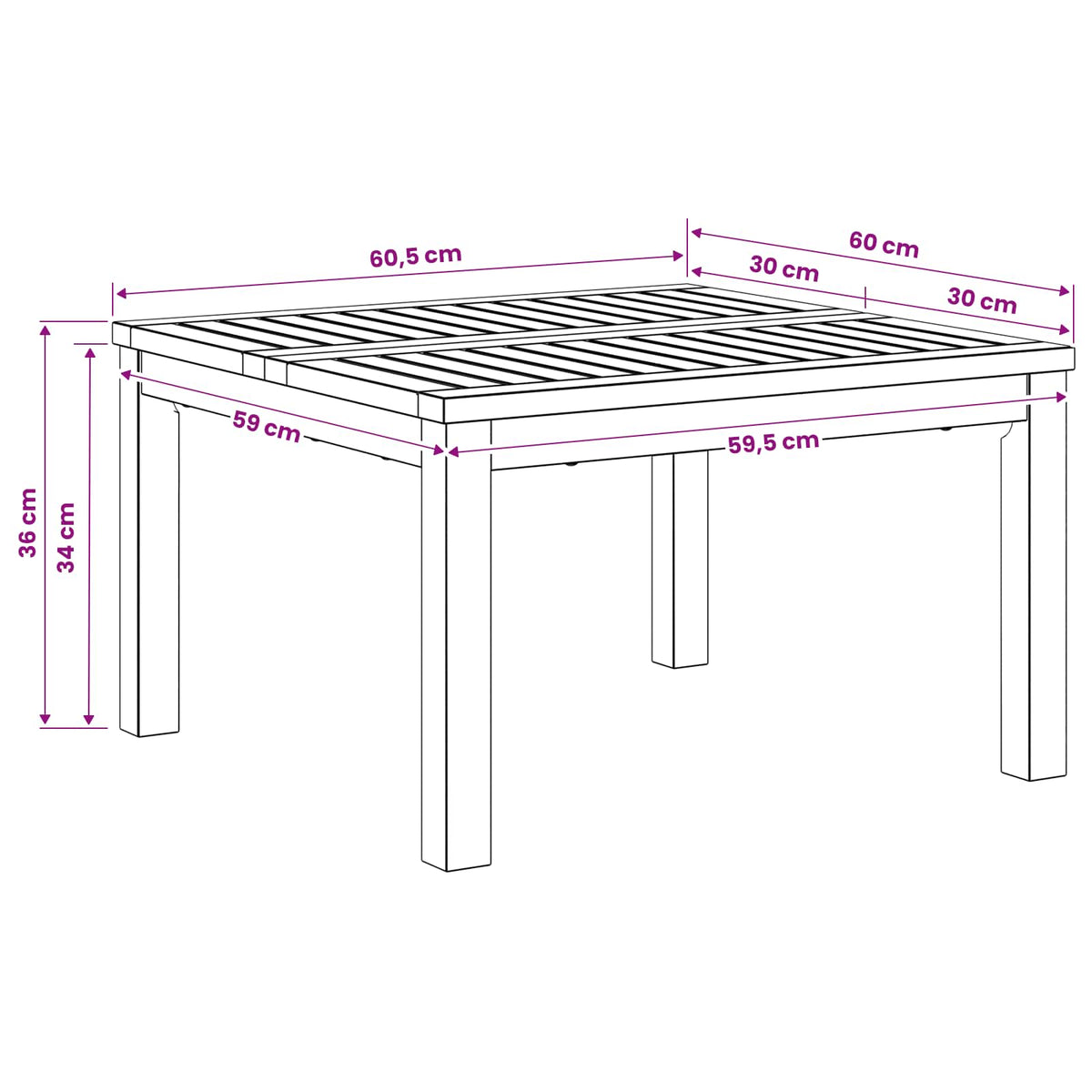 vidaXL Coffee Table Natural 60 x 60.5 x 36 cm Solid Acacia Wood