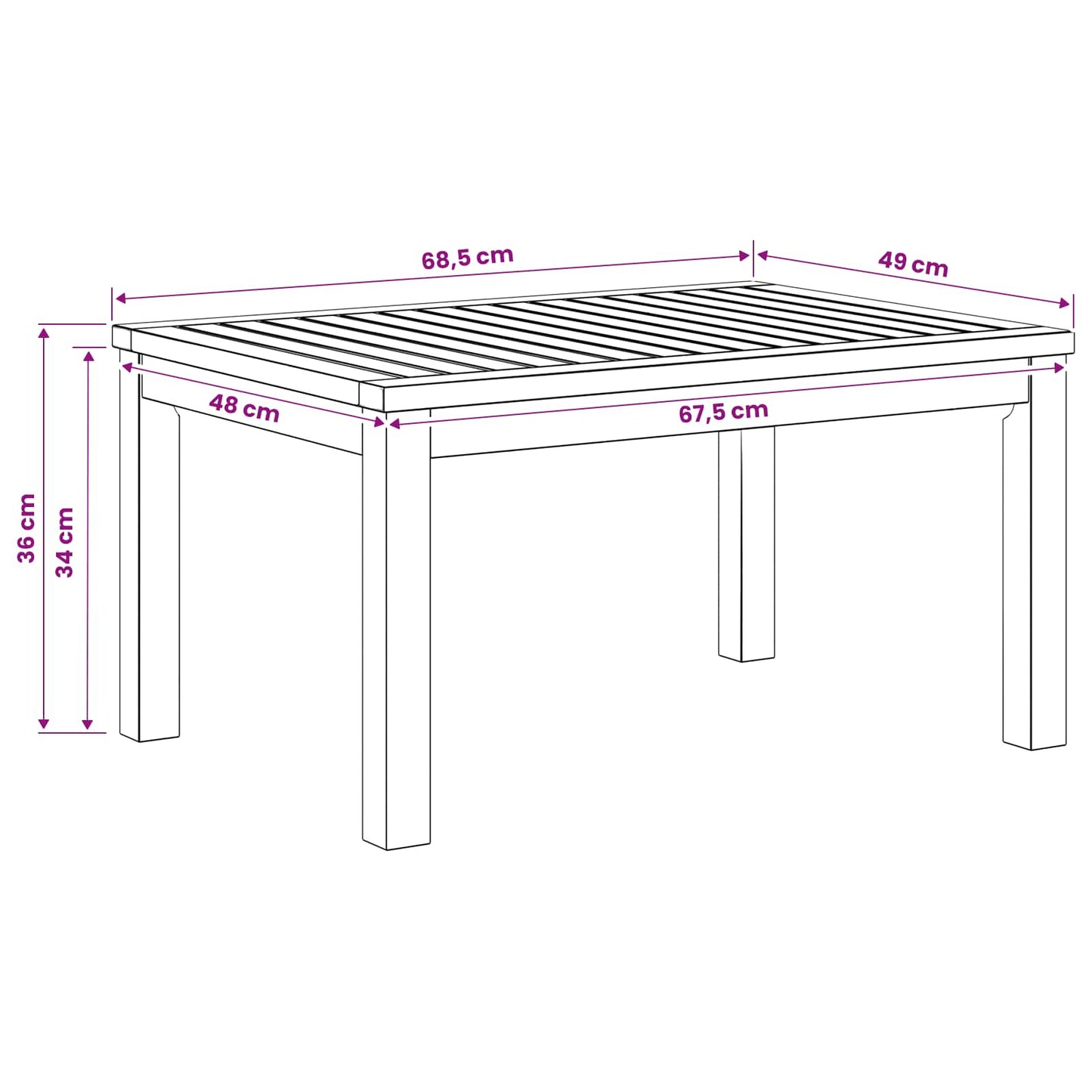 vidaXL Coffee Table Natural 50 x 68.5 x 36 cm Solid Acacia Wood