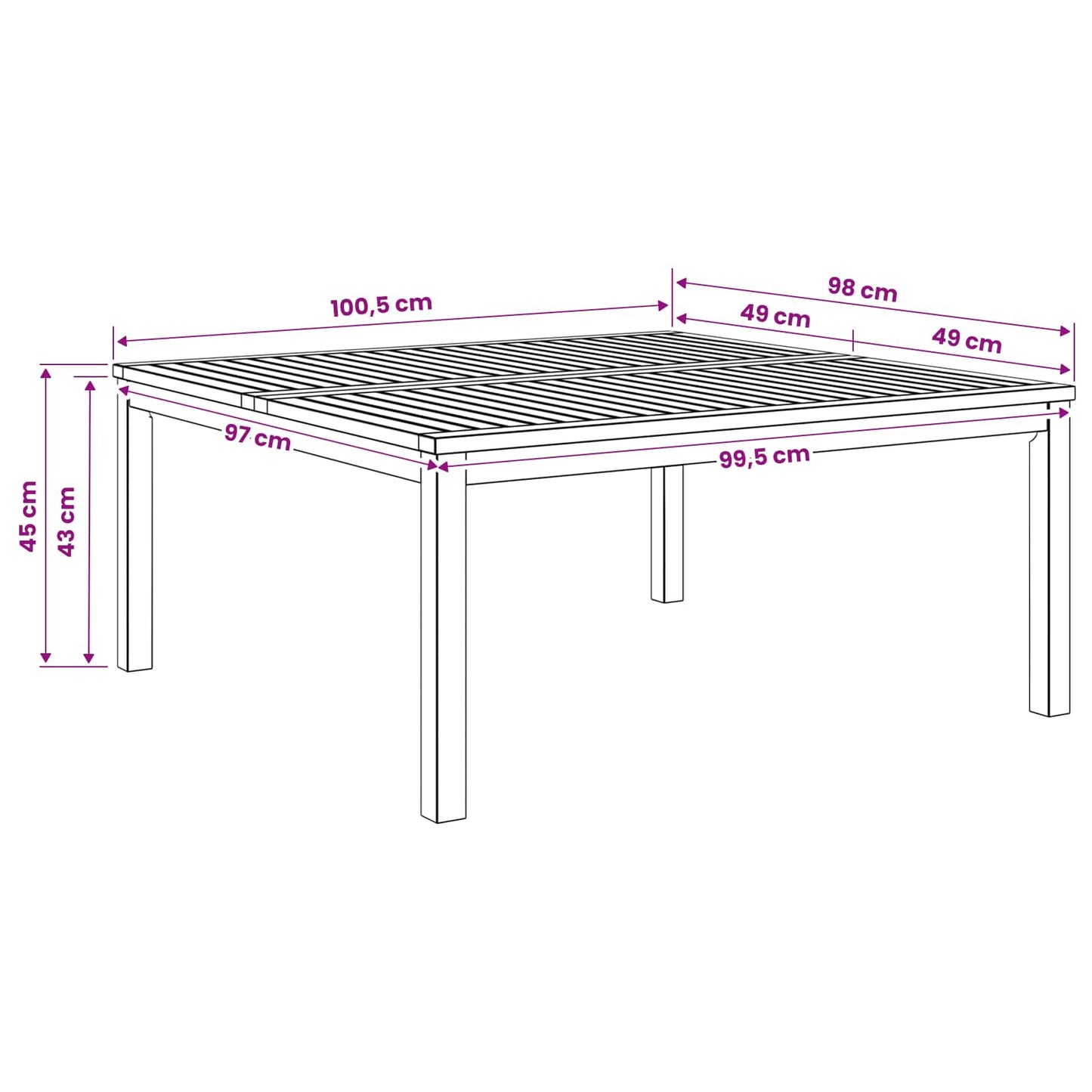 vidaXL Coffee Table Natural 100 x 100.5 x 45 cm Solid Acacia Wood