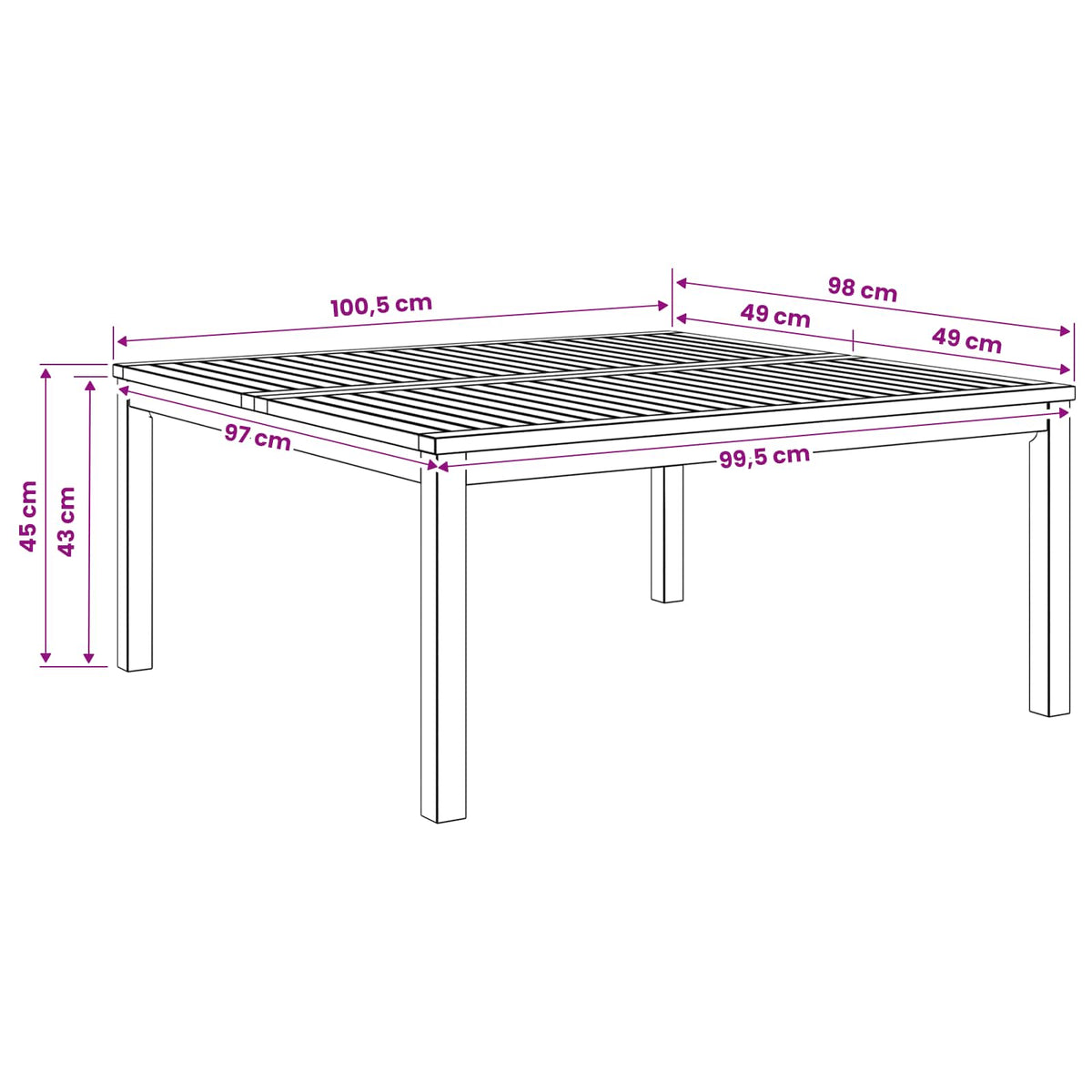 vidaXL Coffee Table Natural 100 x 100.5 x 45 cm Solid Acacia Wood