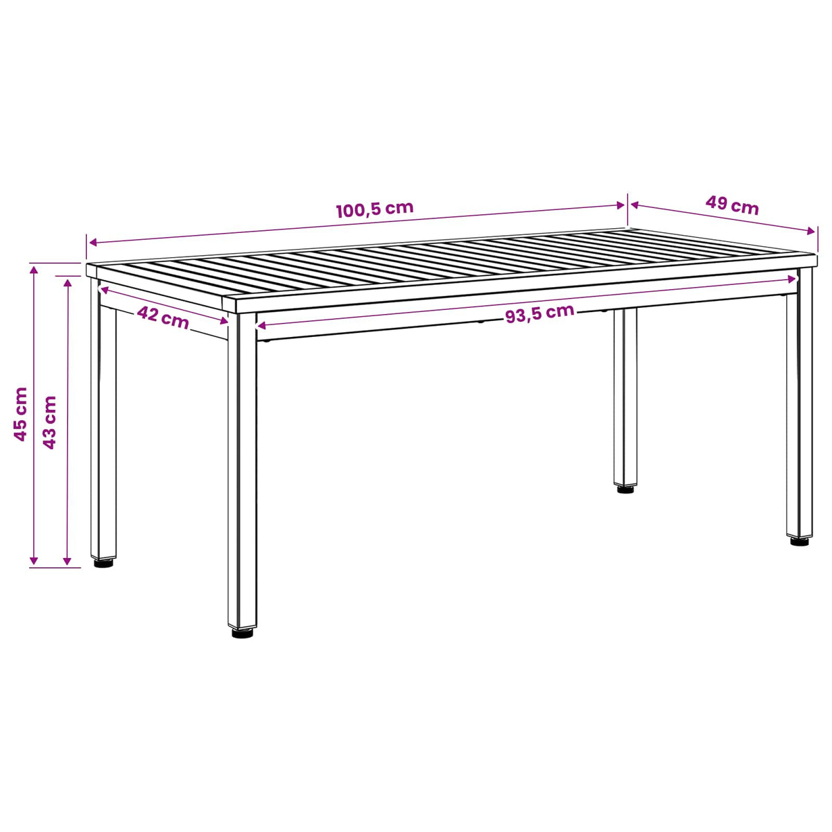 vidaXL Coffee Table Natural and Black 100.5 x 49 x 45 cm