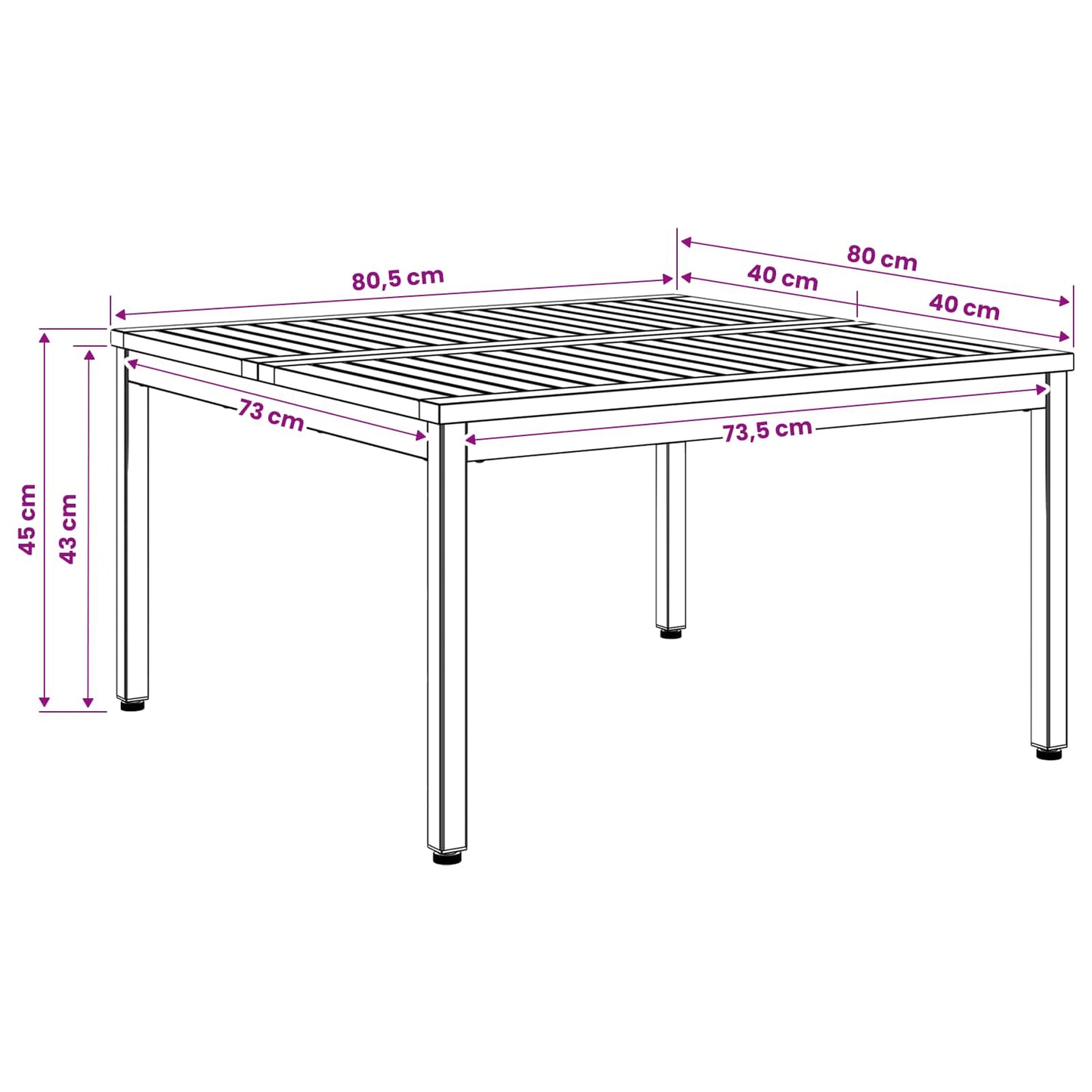 vidaXL Coffee Table Natural and Black 80 x 80.5 x 45 cm