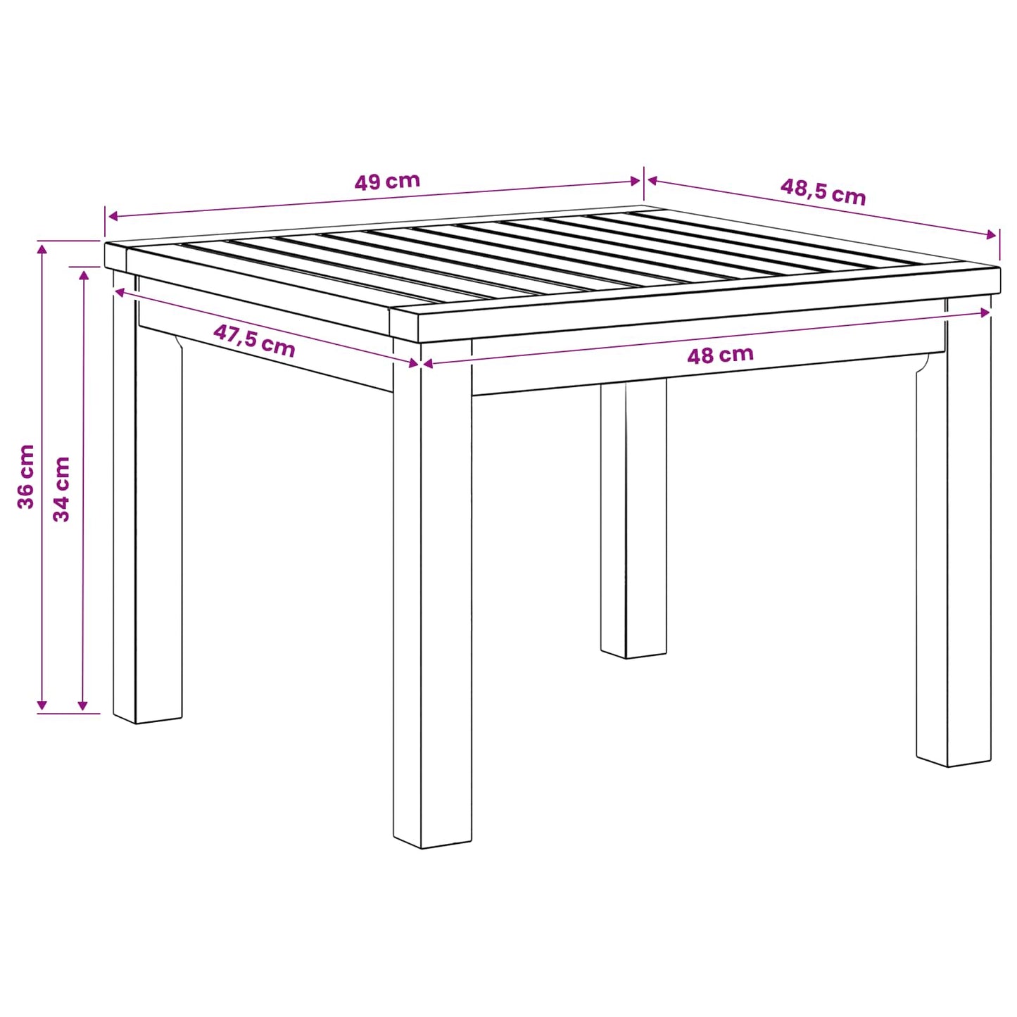 vidaXL Coffee Table White 50 x 48.5 x 36 cm Solid Acacia Wood