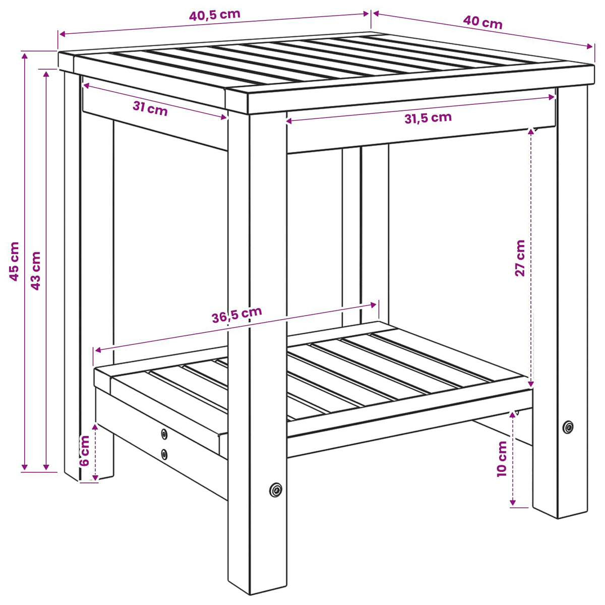 vidaXL Coffee Table White 40.5 x 40 x 45 cm Solid Acacia Wood